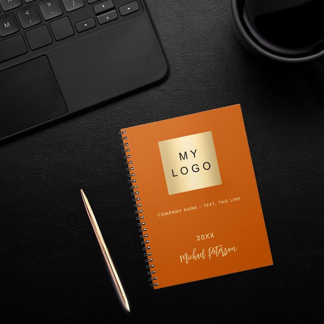 Business logo burnt orange elegant monogram notebook (Creator Uploaded)