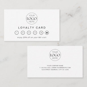 Business Logo Chic Minimalist Reward 6 Punch Loyalty Card