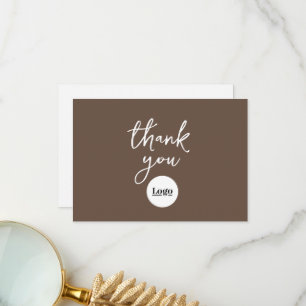Business Logo Chocolate Brown Thank You Card