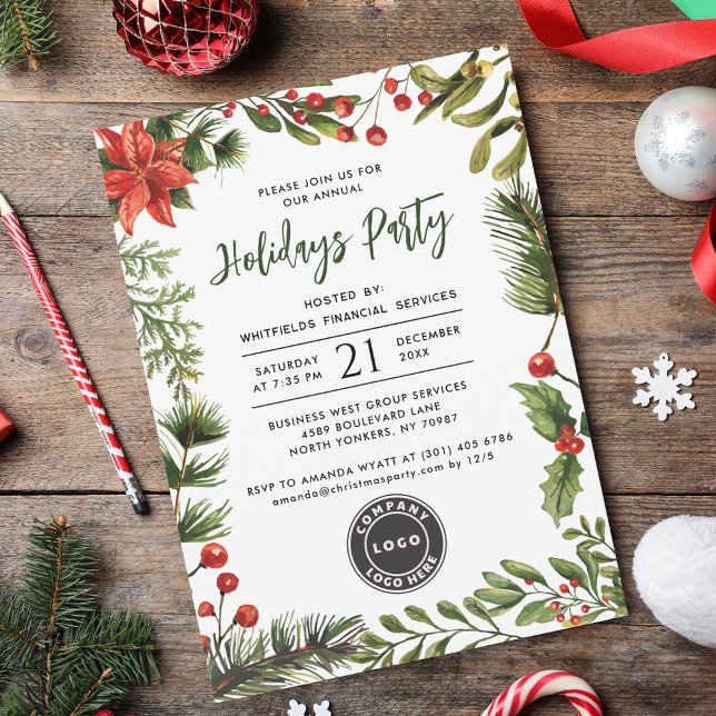 Business Logo Christmas Holidays Employees Party Invitation (Business Logo Christmas Holidays Employees Party Invitation)