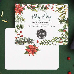 Business Logo Christmas Holidays Greenery Holiday Card