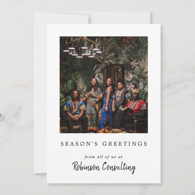 Business Logo Christmas Modern Team Photo Holiday Card (Front)