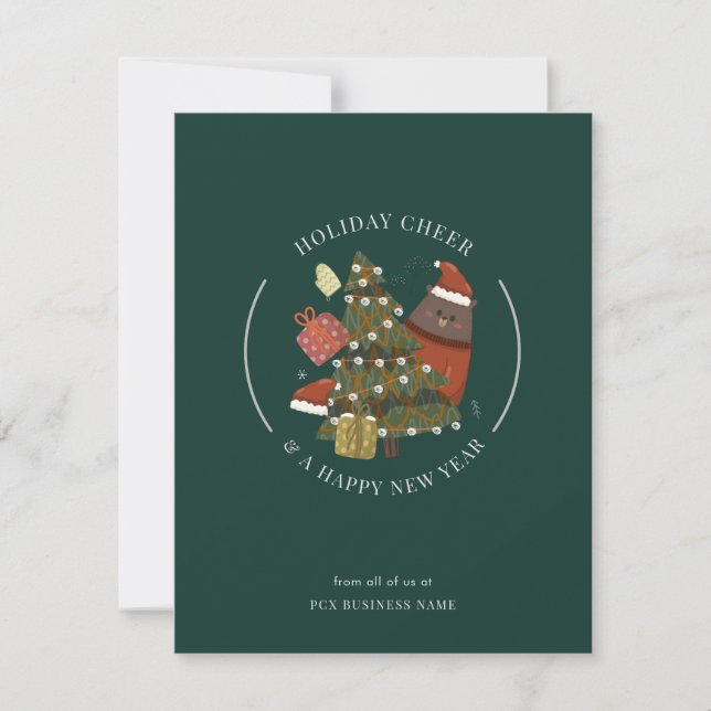 Business Logo Christmas Modern Whimsical Corporate Card (Front)
