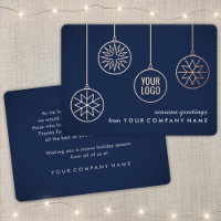 Business Logo Christmas Ornaments Navy Blue Simple