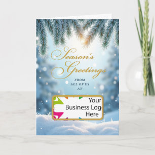 Business Logo Christmas Season’s Greetings Snow Card