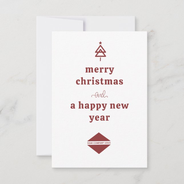 Business Logo Christmas Tree Holiday Note Card (Front)