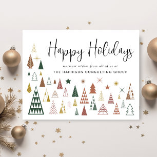 Business Logo Christmas Trees QR Code Corporate Holiday Card