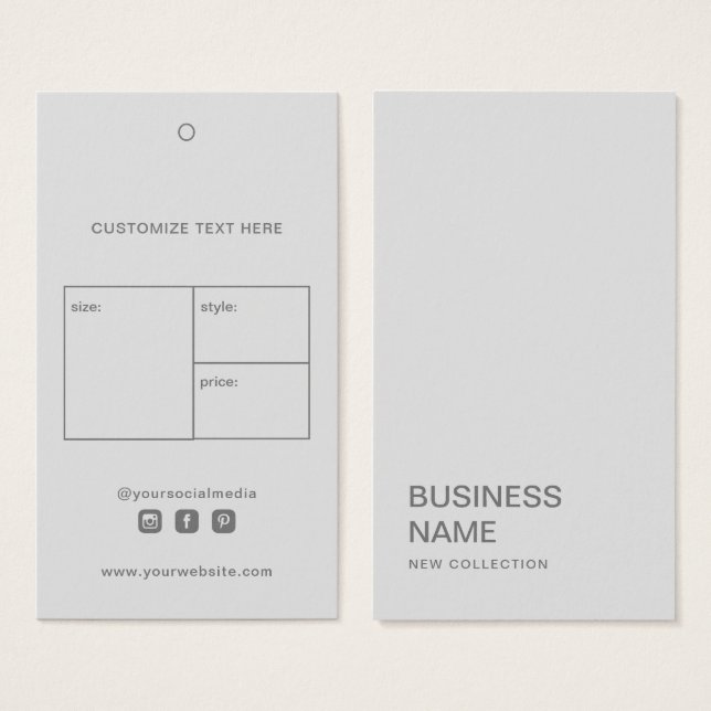 Business Logo Clothing Label Price Hang Tag (Front & Back)