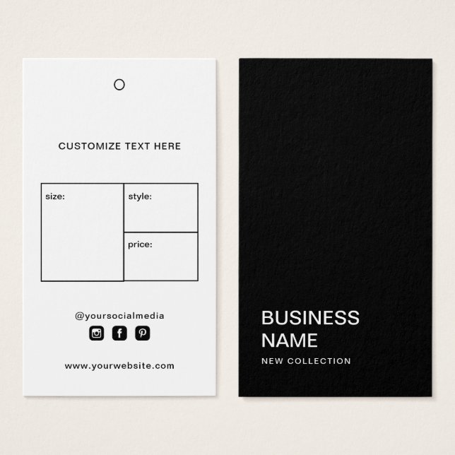 Business Logo Clothing Label Price Hang Tag (Front & Back)