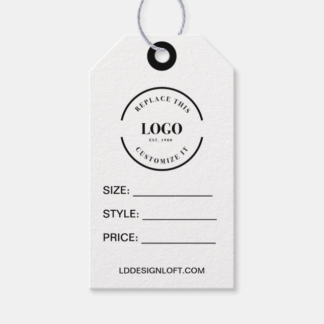 Business Logo Clothing label Price Size  (Front)