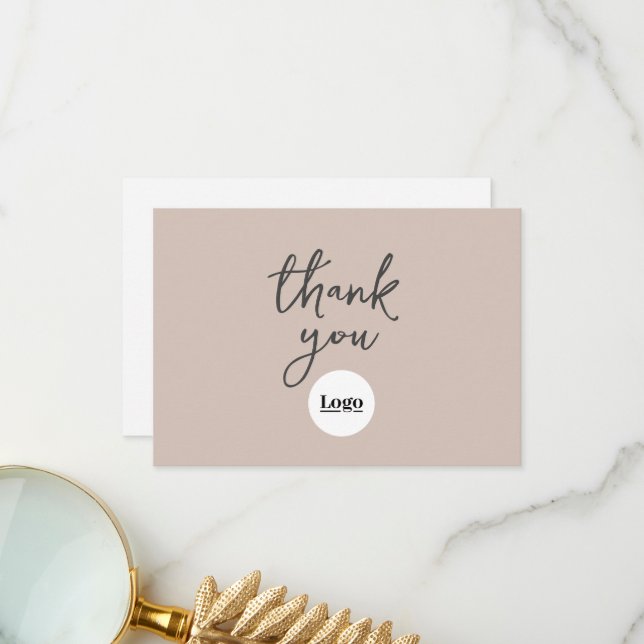 Business Logo Coco Pink Thank You Card (Front/Back In Situ)