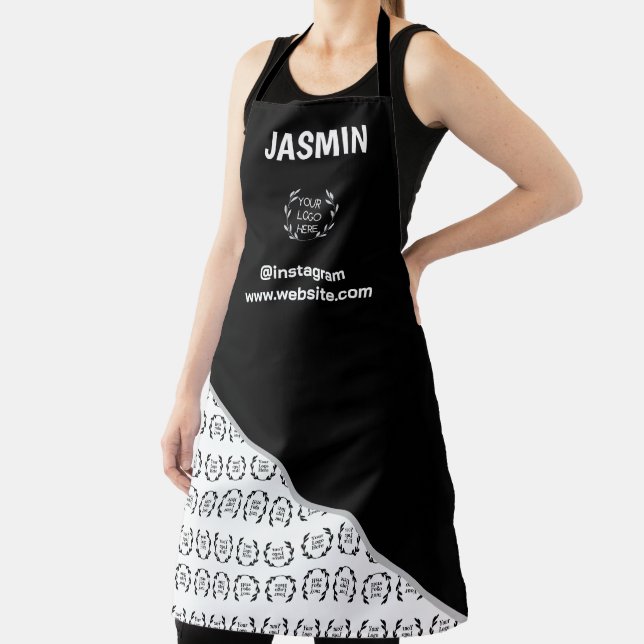 Business Logo Colour Block Pattern Name Title Apron (Insitu)