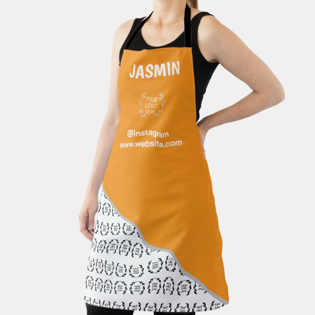 Business Logo Colour Block Pattern Name Title Apron (Insitu)
