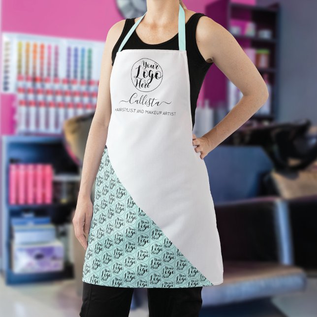 Business Logo Colour Block Pattern Name Title Apron (Creator Uploaded)