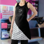 Business Logo Colour Block Pattern Name Title Apron<br><div class="desc">This modern and simple business apron is perfect for any hairstylist, makeup artist, nail tech, aesthetician, aesthetician, baker, cook, and many more professions. It features a place for your logo at the top, with your name and title on top of a black diagonal cute colour block with a pattern of...</div>