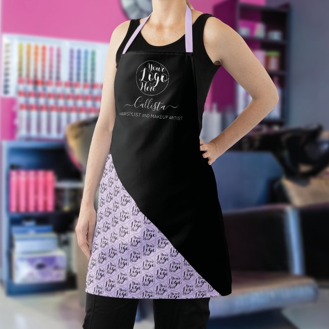 Business Logo Colour Block Pattern Name Title Apron (Creator Uploaded)