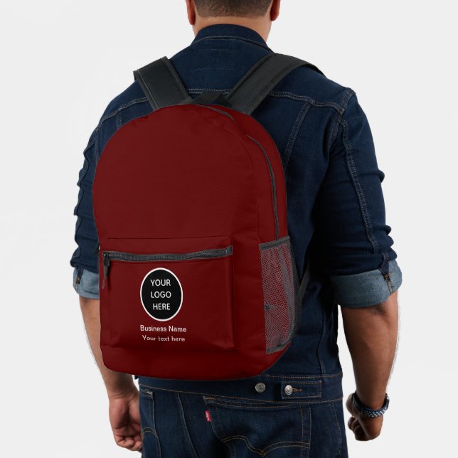 Business Logo Company Burgundy Promotional  Printed Backpack (Insitu (Model))