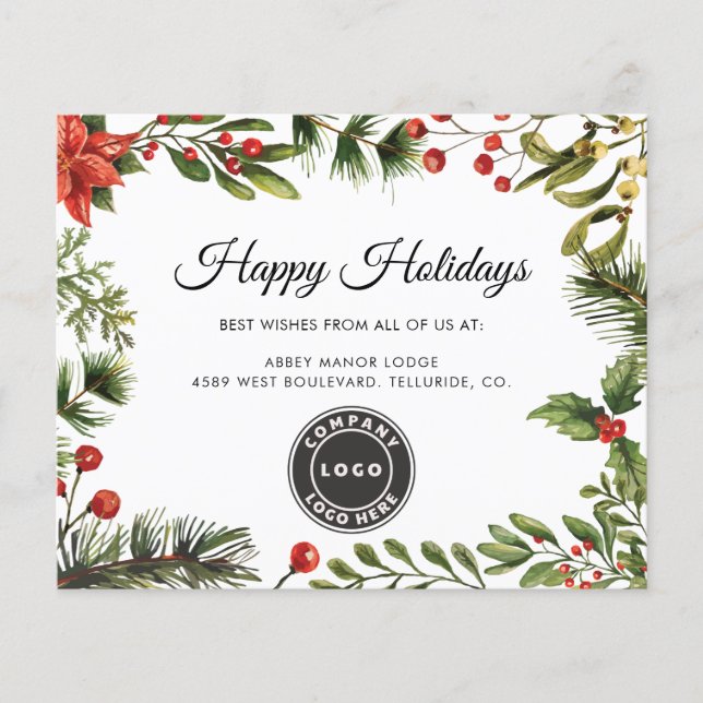 Business Logo Company Christmas Holidays Greetings (Front)