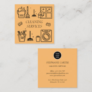Business Logo Company Cleaning Services Commercial Square Business Card