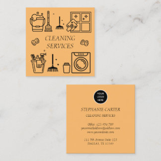 Business Logo Company Cleaning Services Commercial Square Business Card