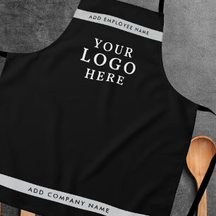 Business Logo Company Employee Name Branded Black Apron