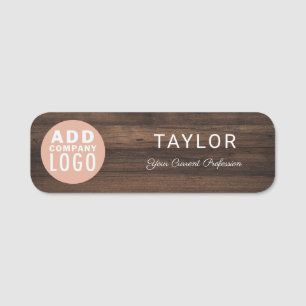 Business Logo Company Employee Rustic Custom Name Tag