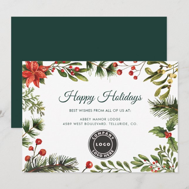 Business Logo Company Employees Christmas Holiday Card (Front/Back)