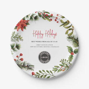 Business Logo Company Employees Holidays Event Paper Plate