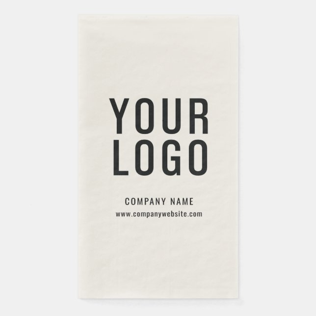 Business Logo Company Event Minimalist Ecru Napkin (Front)