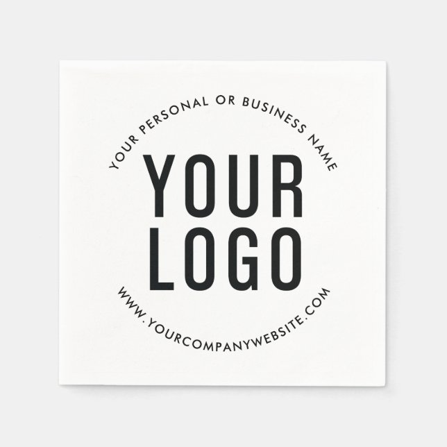 Business Logo Company Event Promotional White  Napkin (Front)