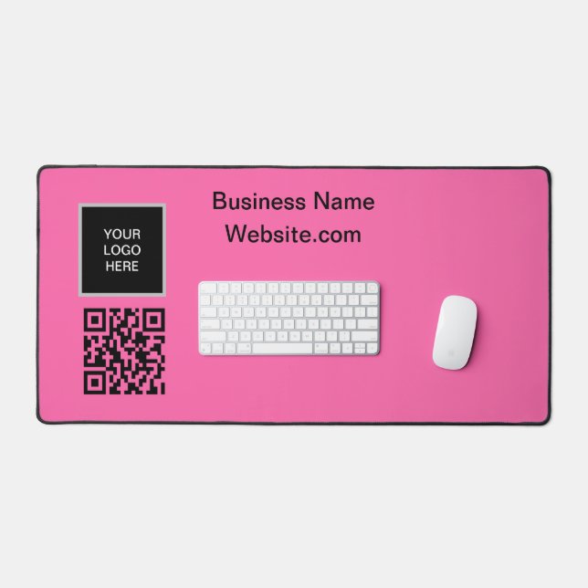 Business logo Company Hot Pink QR Code Desk Mat (Keyboard & Mouse)