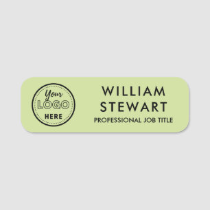 Business Logo Company Lime Green Employee Staff Name Tag