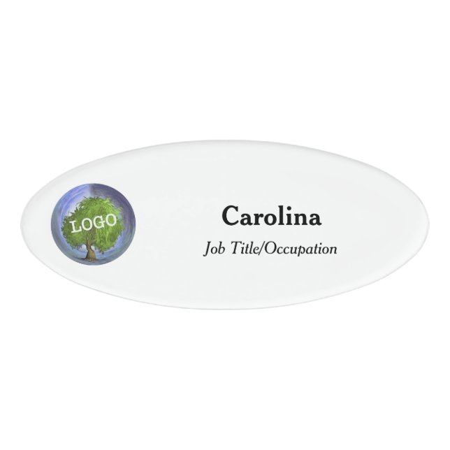 Business Logo Company Magnetic Oval Name Tag (Front)