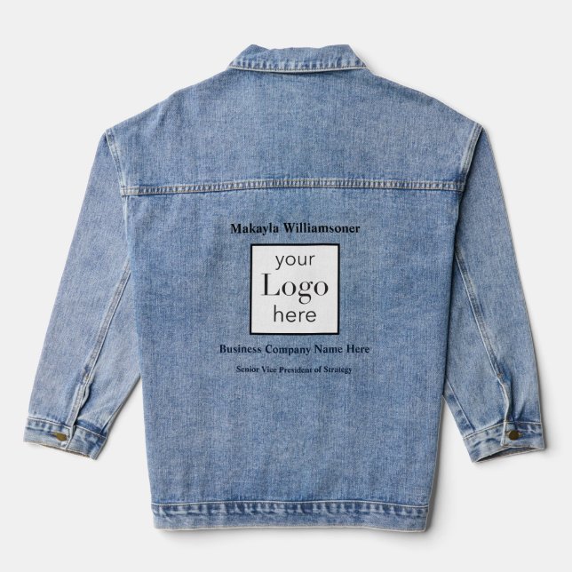 Business Logo Company Name Employee Denim Jacket (Back)