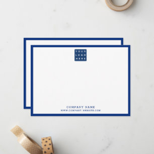 Business Logo Company Name Navy Blue Border 5x7 Card
