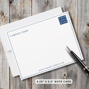 Business Logo Company Name Navy Border Minimalist Card