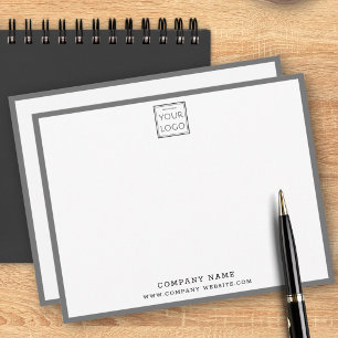 Business Logo Company Name Silver Grey Border Card