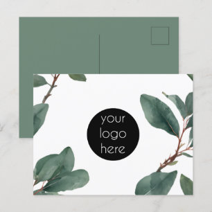 Business Logo Company Promotional Eucalyptus Holiday Postcard