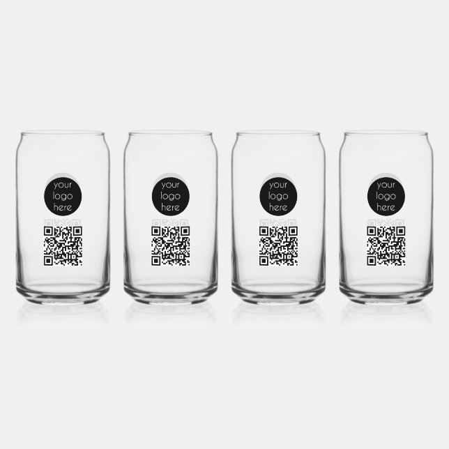 Business Logo Company Promotional QR Code Can Glass (Front)
