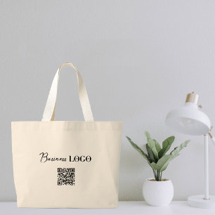 Business Logo Company Promotional QR Code Large Tote Bag