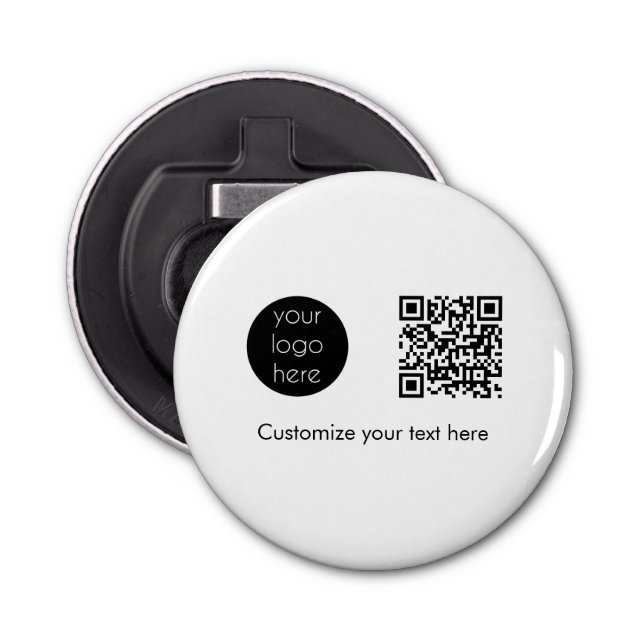 Business Logo Company Promotional QR Code Text Bottle Opener (Front)
