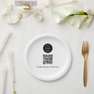 Business Logo Company Promotional QR Code Text Paper Plate