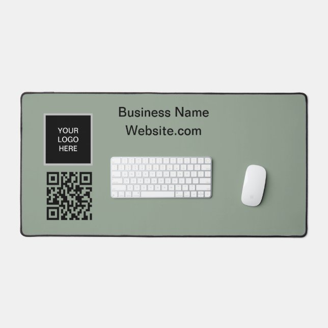Business logo Company Sage Green QR Code Desk Mat (Keyboard & Mouse)