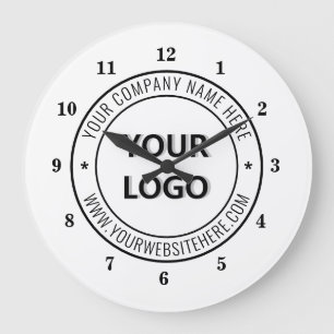 Business Logo Company Stamp Personalised Modern Large Clock