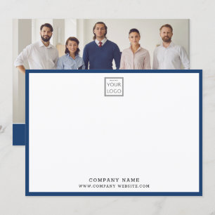 Business Logo Company Thank You Blue Border Photo Card