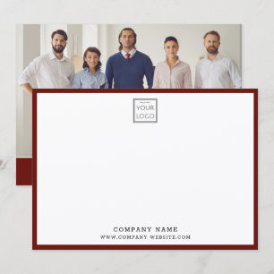 Business Logo Company Thanks Maroon Border Photo Card