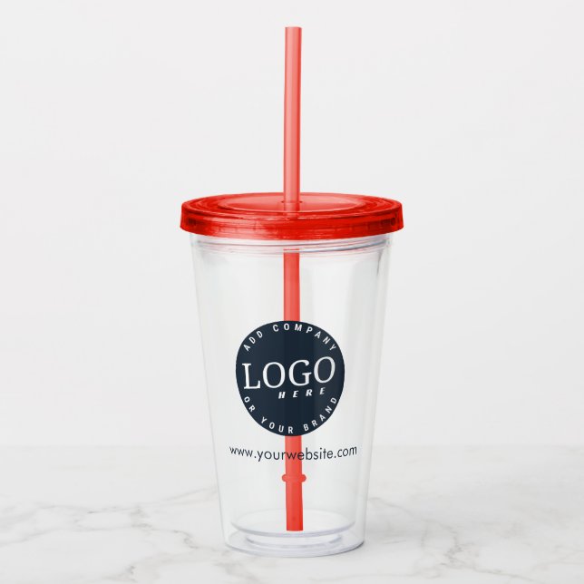 Business Logo Company Website Custom Acrylic Tumbler (Front)