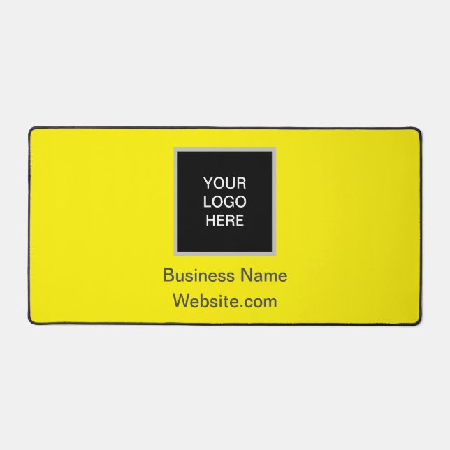 Business logo Company Yellow Minimalist Desk Mat (Front)