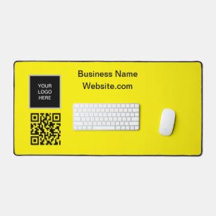 Business logo Company Yellow QR Code Desk Mat