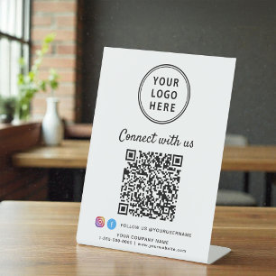 Business Logo Connect With Us Create Your QR Code Pedestal Sign